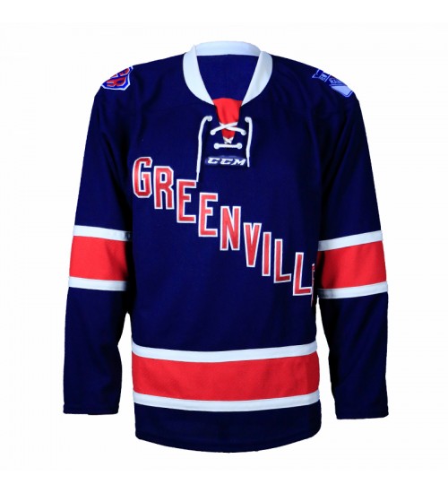 Custom ECHL 16 17 Greenville Swamp Rabbits Hockey Jersey Blue